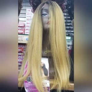 New Born Free Blonde Ombre Wig Magic Lace Front Curved Part Heat Safe Straight